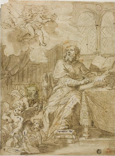 Padre della Chiesa che scrive nel suo studio da Unknown artist