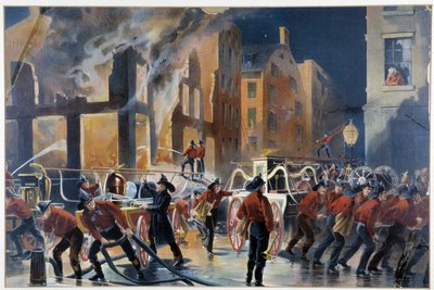 Incendio e pompieri a New York da Unknown artist