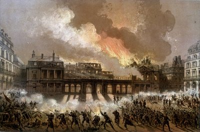Incendio del Palazzo Reale il 24 maggio 1871 - litografia, fine XIX secolo da Unknown artist