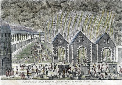 Incendio della fiera di Saint Germain a Parigi nel 1762 da Unknown artist