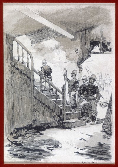 Vigili del fuoco: riconoscimento del fuoco - incisione da Unknown artist