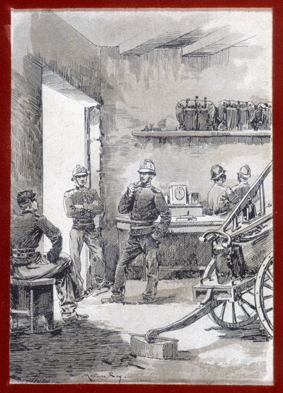 Vigili del fuoco in una caserma: postazione cittadina da Unknown artist