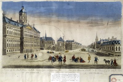 Prime pompe antincendio davanti al Municipio di Amsterdam - Veduta ottica da Unknown artist