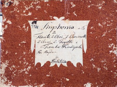 Prima pagina della partitura musicale della Sinfonia 66 in Si bemolle maggiore di J Haydn da Unknown artist