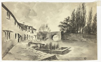 Fisher Row e il ponte sul fiume sulla New Road da Unknown artist