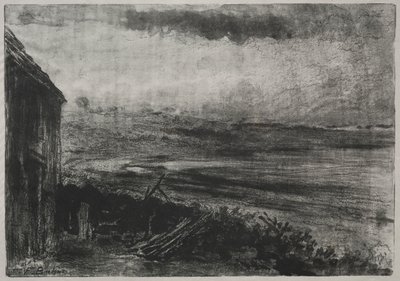 Cottage di pescatori con tetto di paglia da Unknown artist