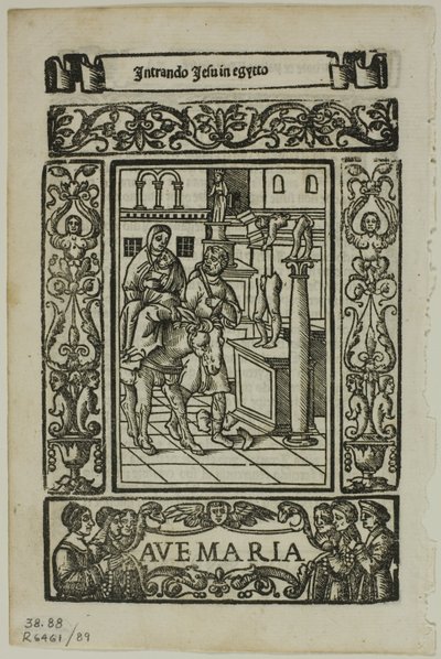 Fuga in Egitto da Rosario della V. Maria di Castellanus, tavola 89 da Incisioni dai Libri del XVI Secolo da Unknown artist