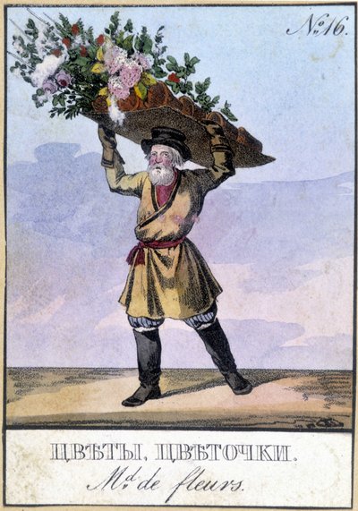 Venditore di fiori in Russia nel XIX secolo da Unknown artist