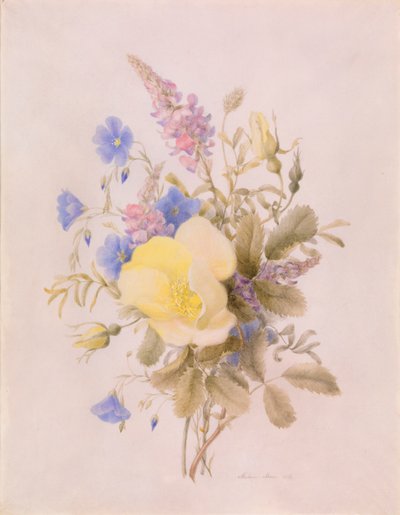 Fiori con rosa gialla da Unknown artist