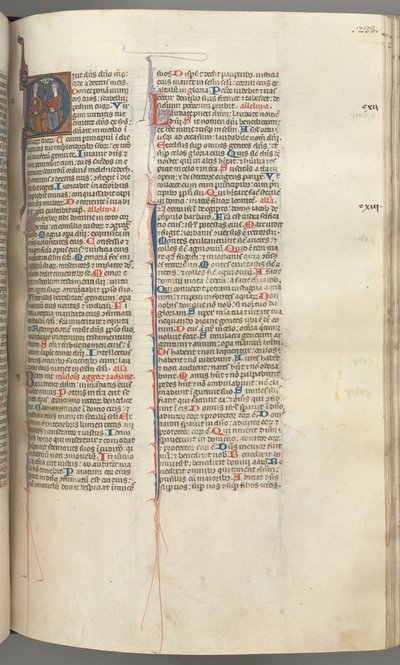 Fol. 233r, Salmo 109, iniziale D istoriata, Dio Padre e Figlio, lo Spirito Santo tra di loro da Unknown artist