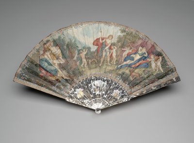 Ventaglio pieghevole con "Adone condotto dai Cupidi a Venere," dopo Francesco Albani da Unknown artist