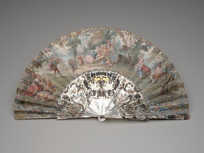 Ventaglio pieghevole con una scena pastorale, c.1740s-50s da Unknown artist