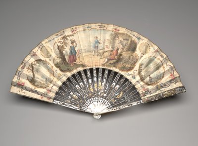 Ventaglio pieghevole con scena pastorale, c.1770 da Unknown artist