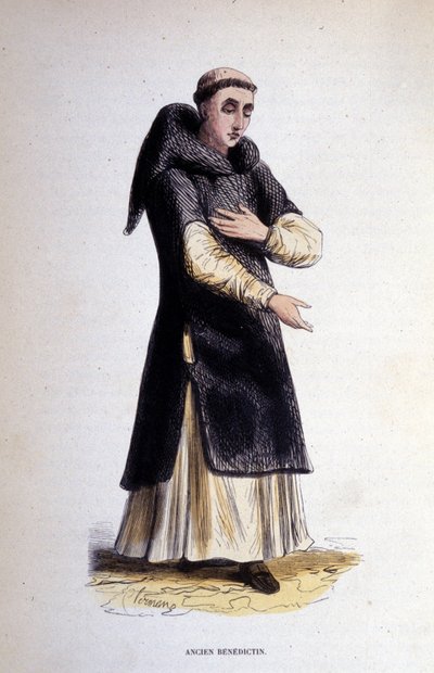 Ex benedettino. Incisione da un album sugli ordini religiosi, Parigi da Unknown artist