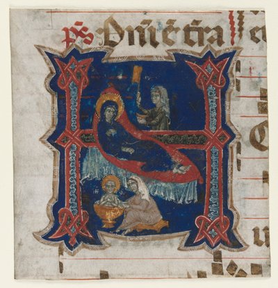 Frammento di un Libro Corale con Iniziale Istoriata (H): Nascita della Vergine da Unknown artist