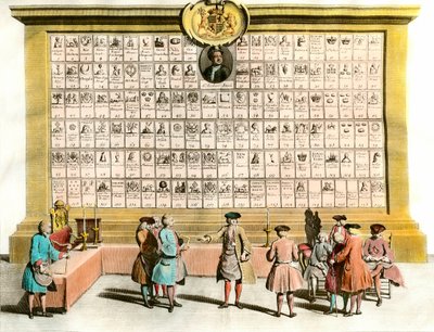 Franc-Maconnerie: incontro di massoni inglesi con simboli delle principali logge massoniche. Tavola del XVIII secolo. Parigi. Arti Decorative da Unknown artist