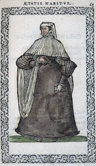 Donna francese in abito da lutto - in "Habits et effigies" di Jean Sulperius da Unknown artist