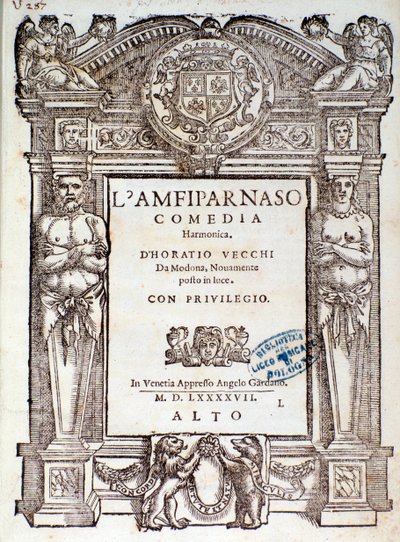Frontespizio di Amfiparnaso, commedia madrigalesca di Orazio Vecchi da Unknown artist