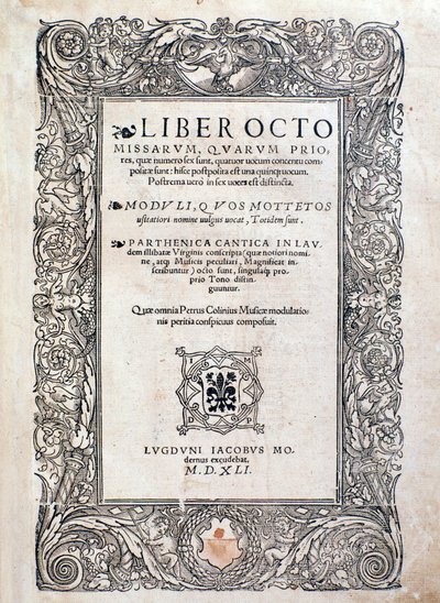 Frontespizio da Liber octo missarum (1541) da Unknown artist