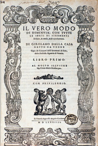 Frontespizio di "Il vero modo di diminuir", trattato sull