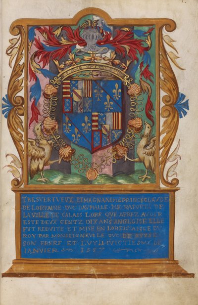 Frontespizio con stemma di Claude de Lorraine, duca d