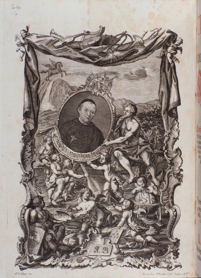 Frontespizio con ritratto di Tractatus musicus di Meinrad Spiess da Unknown artist