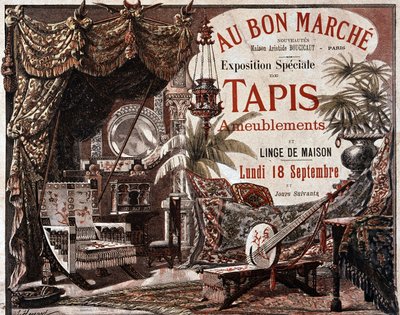 Mobili e tappeti - pubblicità del negozio Le bon marche, fine XIX secolo da Unknown artist
