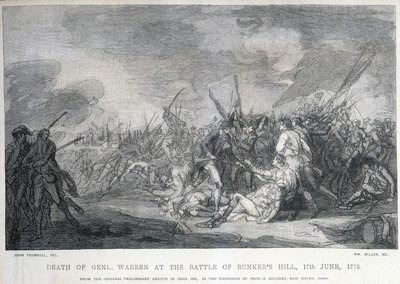 Il generale Warren morì durante la battaglia di Bunker Hill il 17 giugno da Unknown artist