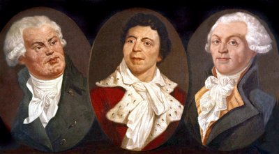 Georges Jacques Danton, Jean Paul Marat e Maximilien de Robespierre, tre figure principali della Rivoluzione Francese da Unknown artist