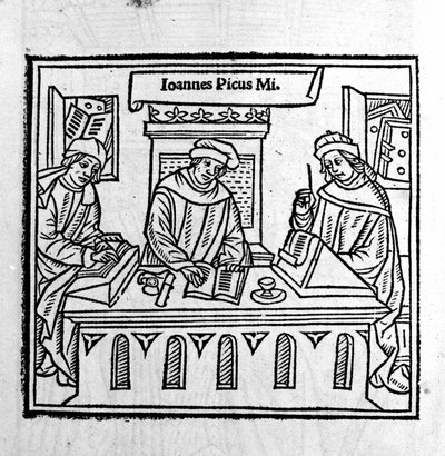 Giovanni Pico della Mirandola con i suoi due discepoli - in “Epistole auree” del 1555 da Unknown artist