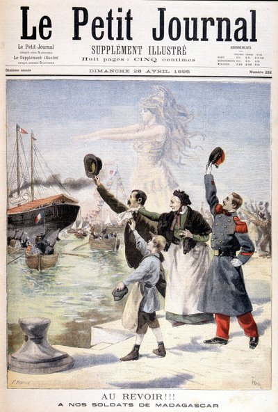 Addio ai nostri soldati dal Madagascar: partenza della spedizione francese per il Madagascar - in "Le Petit Journal" del 28/04/1895 da Unknown artist