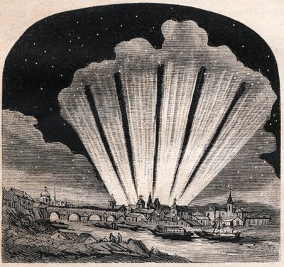 Grande Cometa del 1744 (C/1743 X1) - Grande cometa a sei code del 1744 - Cometa di Cheseaux o Cometa Klinkenberg-Cheseaux - incisione intorno al 1867 da Unknown artist