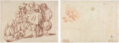 Gruppo di sei bambini (recto); Schizzo di un villaggio (verso) da Unknown artist