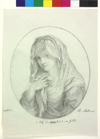 Mezza lunghezza di una giovane donna con velo da Unknown artist