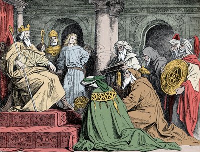 Doni di Harun al-Rashid - Ambasciatori del califfo abbaside Harun al-Rashid (763-809) offrono i loro doni a Carlo Magno (742-814), intorno all