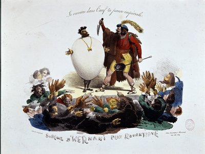 Il sublime di Hernani, piatto romantico - caricatura sulla commedia di Victor Hugo “Hernani” (“La battaglia di Hernani”), litografia anonima da Unknown artist