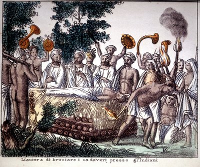 Induismo: scena di cremazione. Collezione privata da Unknown artist