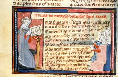 Ippocrate (-460 - -377) che dà una corsa - Miniatura del Medioevo (rif. 418) da Unknown artist