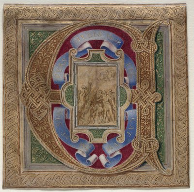 Iniziale istoriata (E) ritagliata dal Messale Colonna: Il martirio di Santo Stefano da Unknown artist