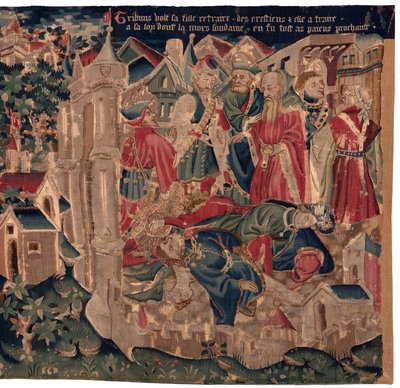 Storia di San Piat e San Eleuterio, Scena 14: La peste colpisce la città di Tournai da Unknown artist