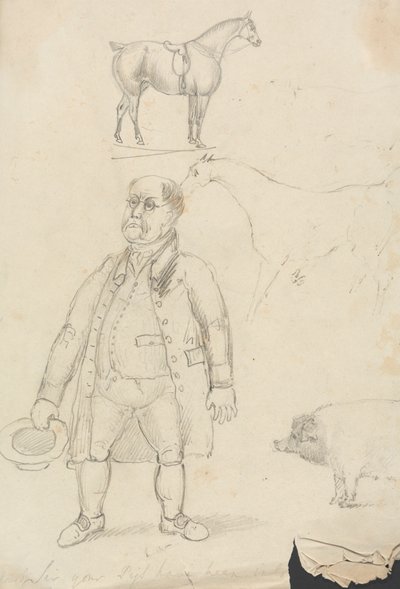 Cavallo, uomo e maiale da Unknown artist