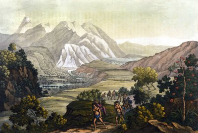 Humboldt e Bonpland attraversano la montagna di Quindiu su sedie portatili. Dal viaggio nelle Ande di Alexander Von Humboldt da Unknown artist