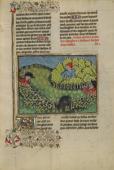 Cacciatori che spingono un cinghiale in una fossa da Unknown artist