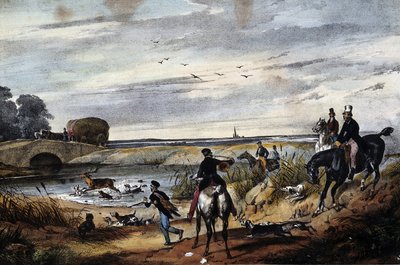 Scena di caccia - Incisione anonima, c. 1850 da Unknown artist