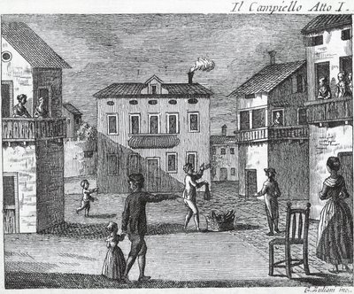 Il Campiello Atto I - Carlo Goldoni (1707-1793) - Incisione del XVIII secolo da Unknown artist