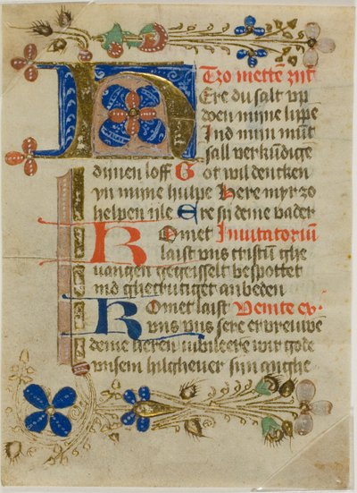 Iniziale "H" miniata da un libro di preghiere da Unknown artist