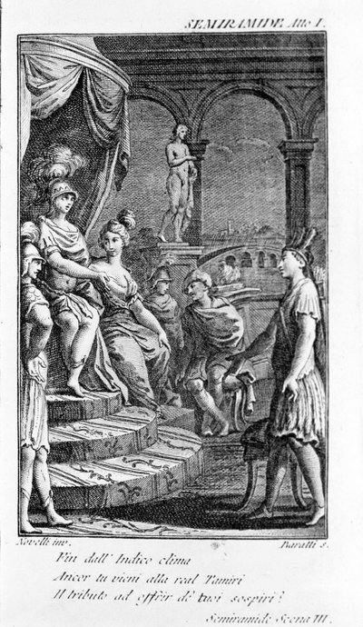 Illustrazione di Semiramide, opera di Antonio Salieri (1750 - 1825). Libretto di Pietro Metastasio. Atto I, scena III. da Unknown artist