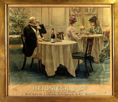 In un ristorante - Poster pubblicitario per Champagne Heidsieck, fine XIX secolo da Unknown artist