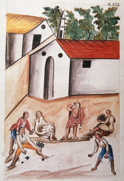 Indiani che giocano al gioco dei choloques, dal libro "Trujillo del Peru" o "Codice Martínez Compañón", di Baltazar Martinez Compañón y Bujanda, vescovo di Trujillo (1782-1785) da Unknown artist