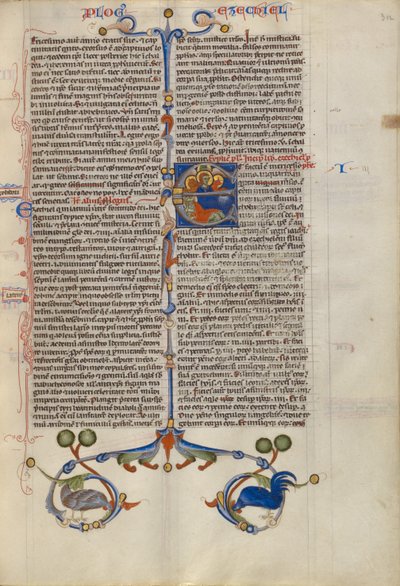 Iniziale E: Ezechiele sogna i simboli dei quattro evangelisti da Unknown artist